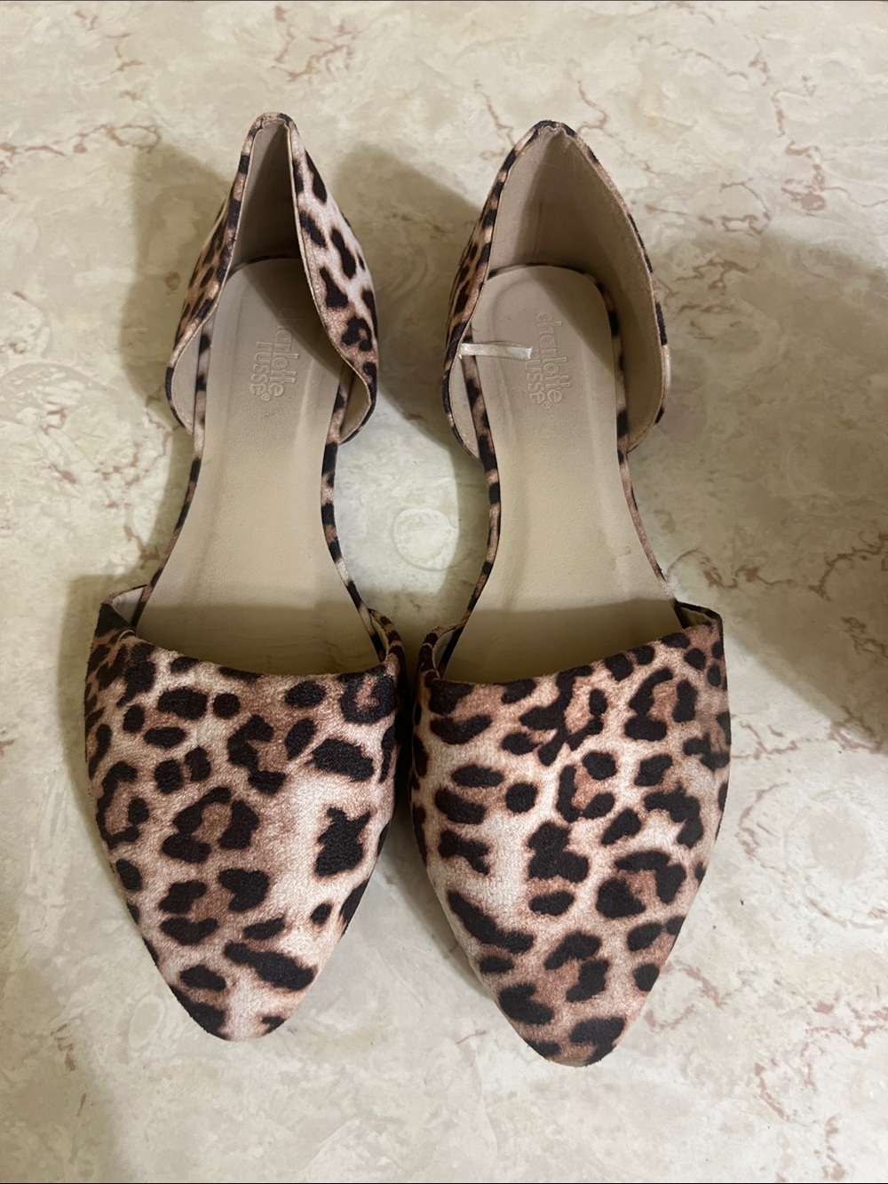 Charlotte Russe Leopard Print Pointed D'Orsay Flats - Beige & Black size 6